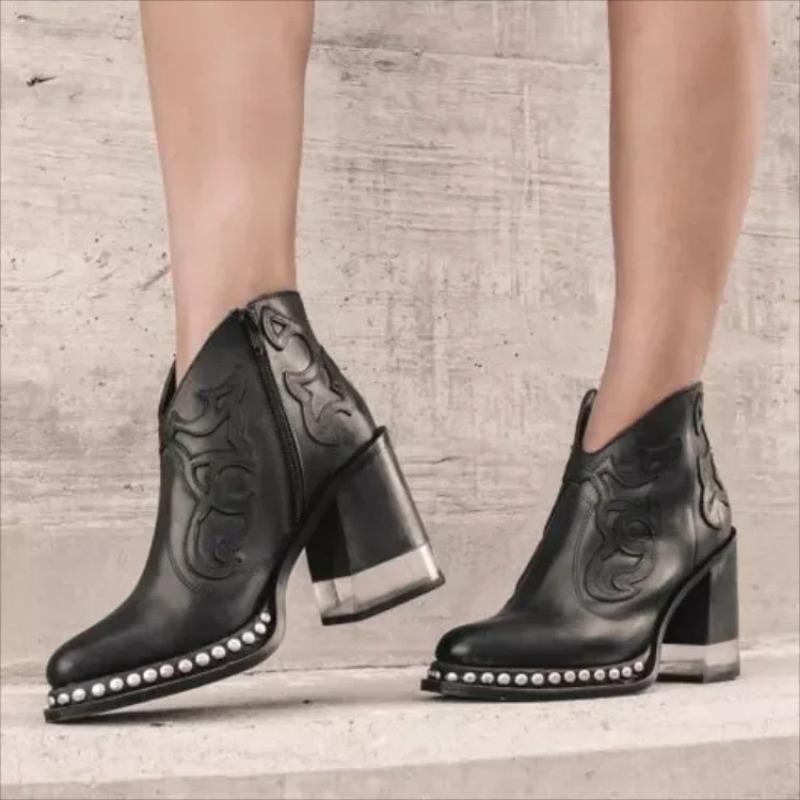 2024 Women Ankle Boots New Party Shoes Women Mujer Low Heel  Women Shoes British Design Short Boots Women Zapatos Mujer