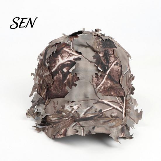 Concealment Cap for Hunting 3D Leafy Camouflage Cap, Tactical Hat, Adjustable Jungle Cotton Camo Peaked Men, Turkey Hunting, Training Head Size