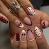 24 Pieces Valentine's Day French Almond Wearing Armor Cute Wind Polka Dot Cute Red Cherry Nail Art