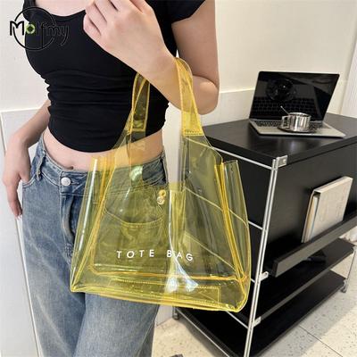 Bolsa de Playa de PVC Gran Capacidad Bolsos de Hombro Cierre Magnético Bolso Transparente para la Compra Bolsa de Almacenamiento Transparente Impermeable Bolsos Tote