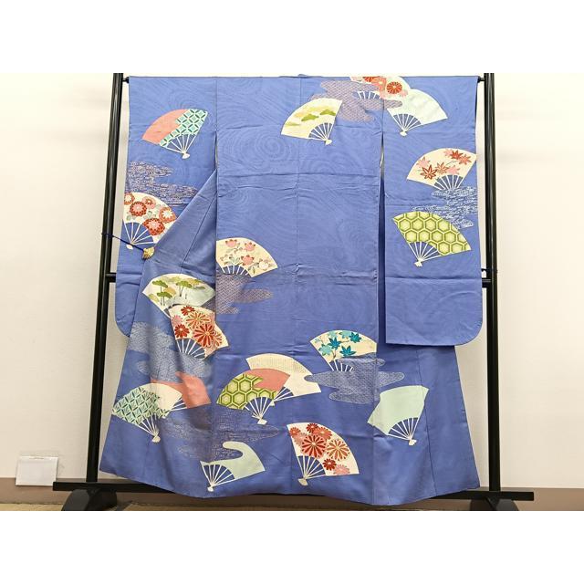 

Heiwaya Kimono Luxurious long-sleeved kimono, piece embroidery, fan flower pattern, gold and silver, pure silk, masterpiece BAAX2151hv