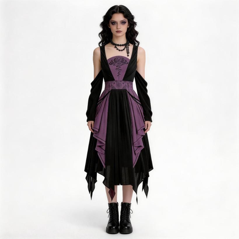 Gothic Fairy Tale Dress For Women With Polyester Fabric For Stage And Halloween Cosplay