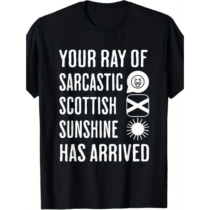 Men S And Women S Scottish Sarcasm T-Shirt - 100% Funny Scottish Flag And Tartan Print with Your Ray of Ironic Scottish Sunshine Saying - Casual S чёрный