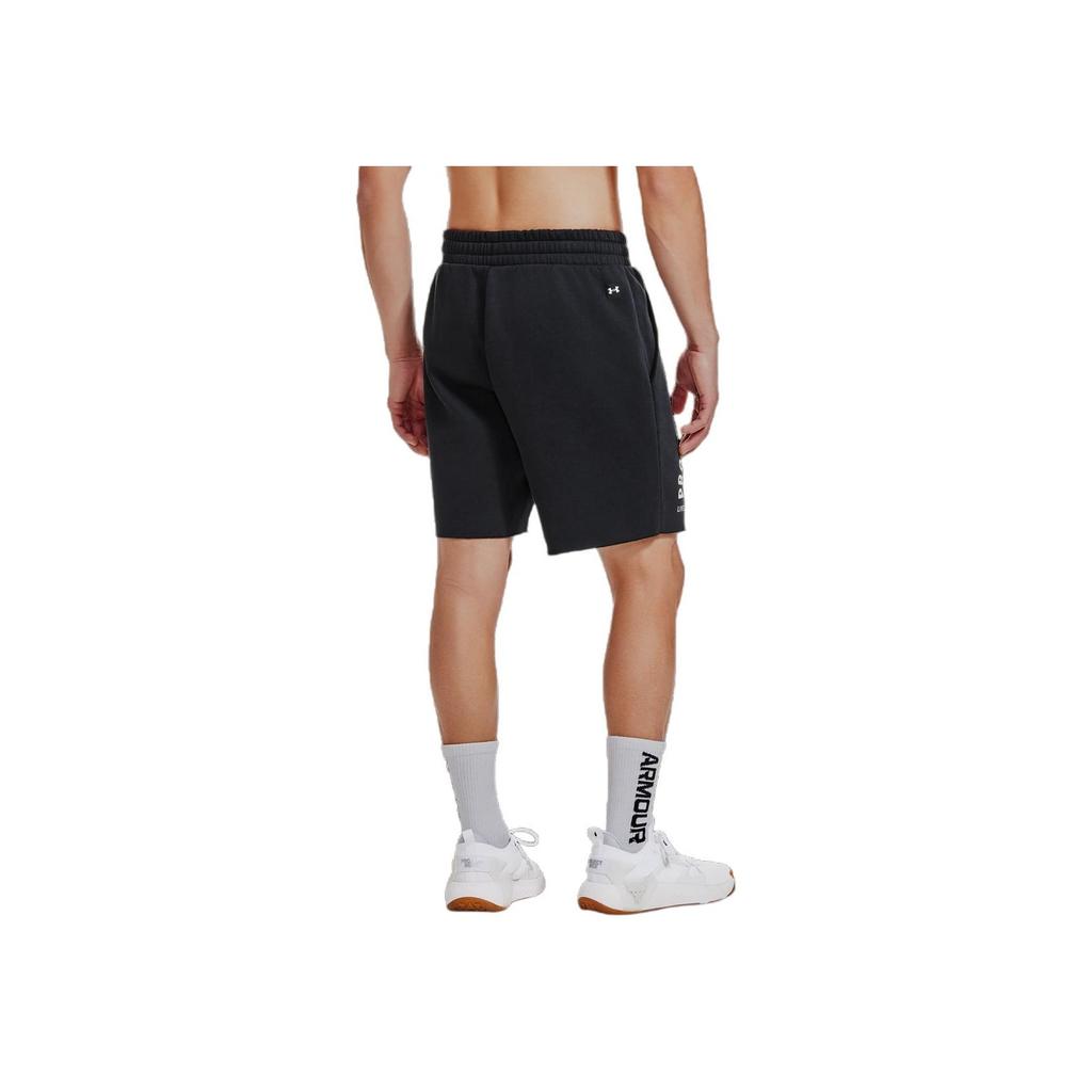 Under Armour Tier-Letter-Print Gerade Beine Fleece Bequem Lässige Shorts Herrenshorts Schwarz 1383211-001