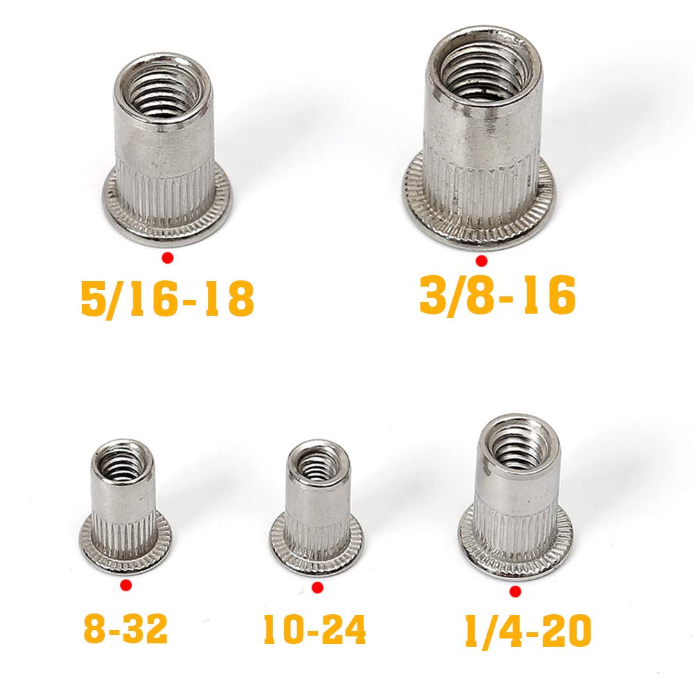 Stainless Steel   Kit #8-32#10-24 1/4"-20 5/16"-18 3/8"-16 Threaded Insert Ert Riv