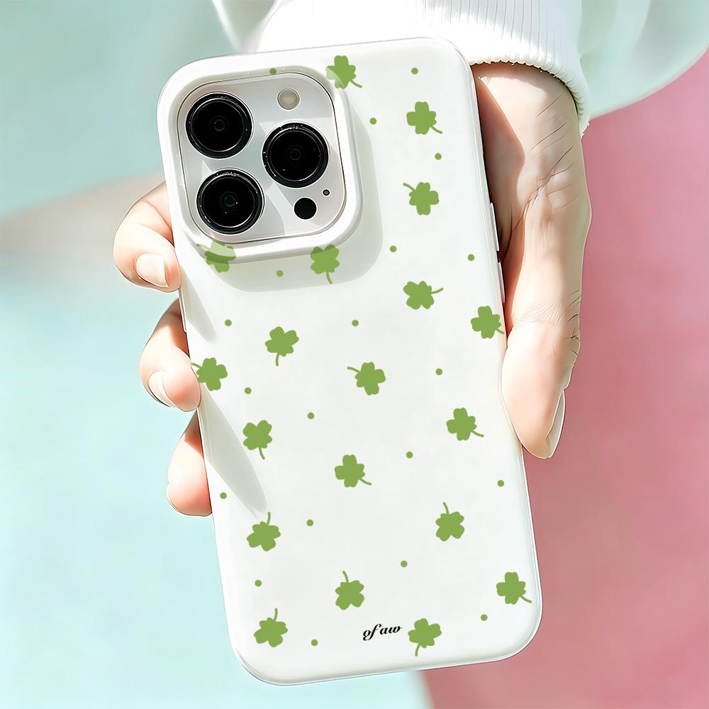 Cartoon Four-Leaf Clover Smooth Anti Scratch Phone Case For Iphone 15 Plus 14 17 Air 11 Pro Max 12 16 13 Breathable Soft Bumper