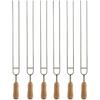 IMEEA Double Pronged Skewers for Grilling Stainless Steel Skewers for Kabobs 15.3-Inch Barbecue Skewers with Wooden Handle