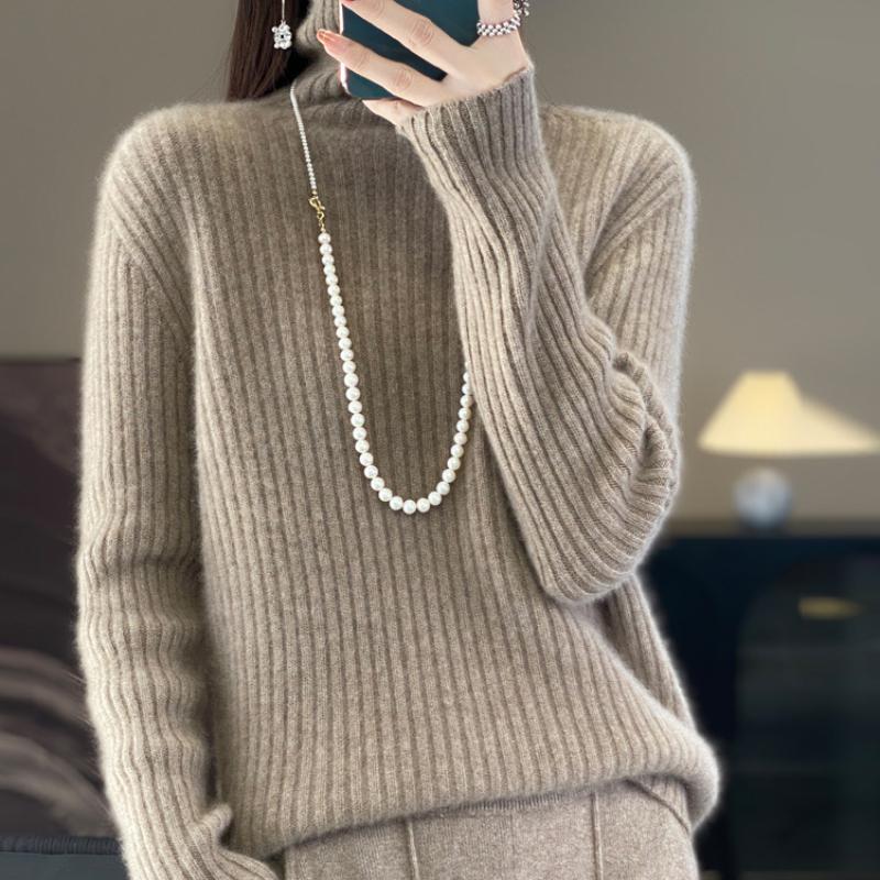 Thickened Pit Strips Piled Collar Cardigan for Women's Autumn and Winter New Skin-friendly and Versatile Cashmere Knitted Base Shirt