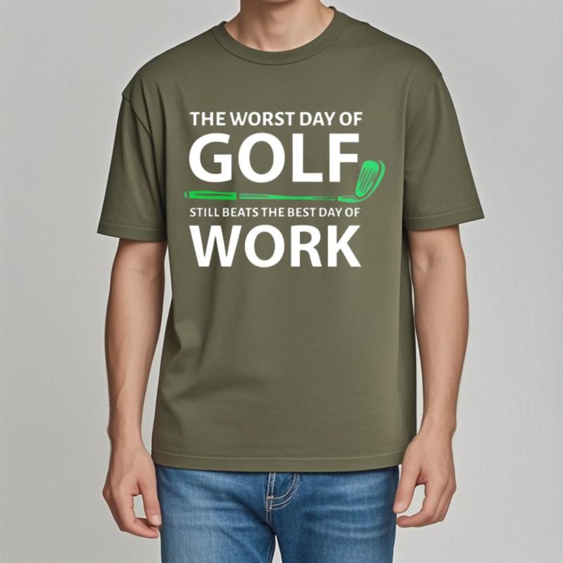 Breathable Boys Round Neck T Shirt Big Size Teeshirt The Worst Day Of Golf Still Beats The Best Day Of Work Cool Teenagers Tees