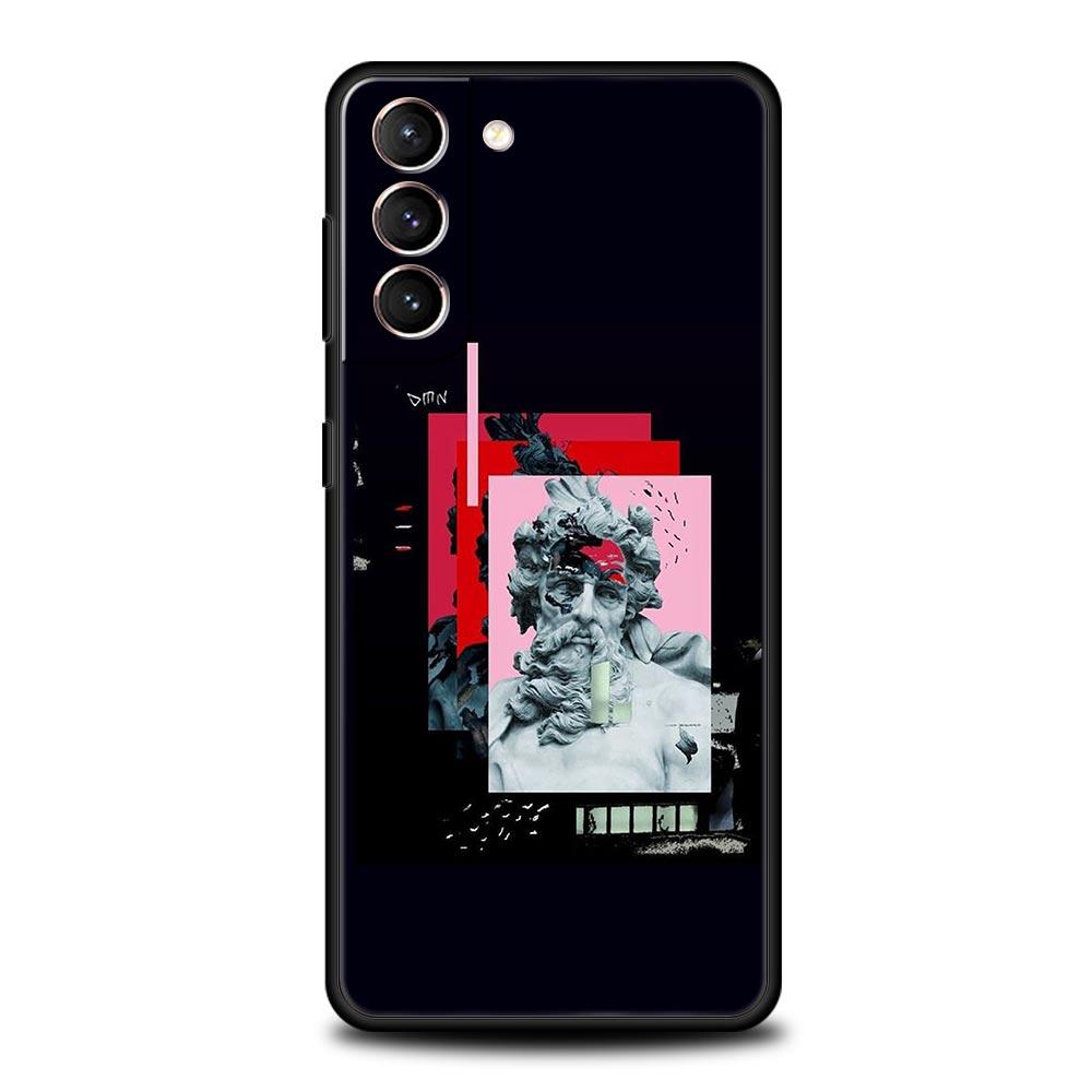 

Cartoon Statue Abstract Art Phone Case Cover for Samsung Galaxy S26 S25 S24 S23 S22 S20 S21 FE Ultra S25 Edge Plus 5G Soft TPU Samsung S20 FE