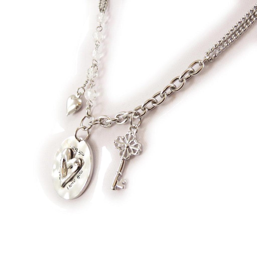 Les Trésors De Lily [J7779] - Designer-Halskette 'Love' silberweiß