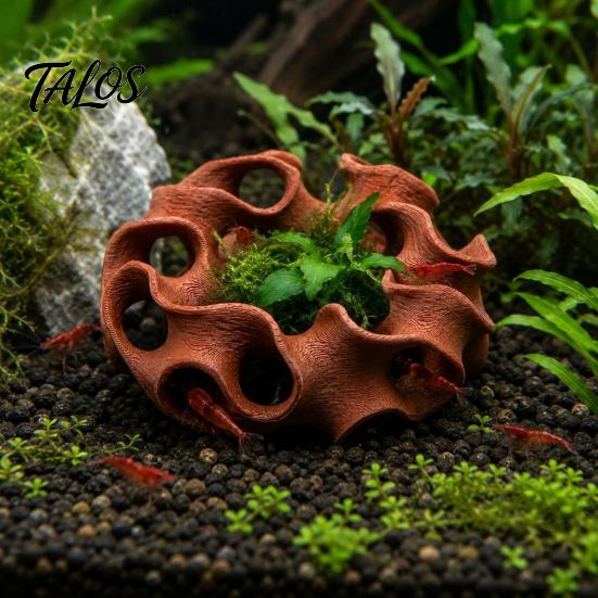 Betta Fish Hideout 3D Printed Aquarium Cave, Wavy Hollow Ring Shrimp Shelter, Safe Shelter for Tank Breeding Hiding Hole Decor, Ornament Snails Stable