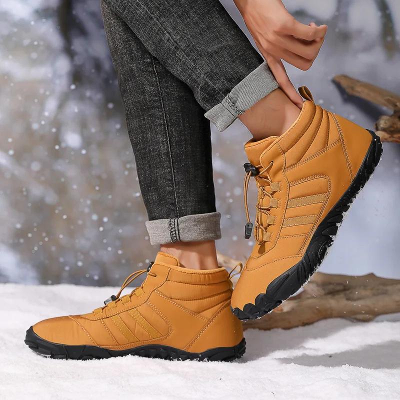 Waterproof Outdoor Cotton Shoes Hiking Climbing Fleece-Lined Warm Shoes Couple Sports Thickened Anti-Slip Snow Boots Zapatillas