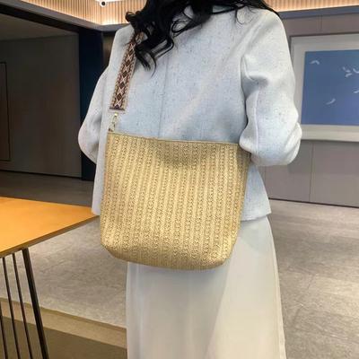 Wide Strap Straw Shoulder Bag  Casual Knitting Large Capacity Crossbody Bags For Women Travel Used