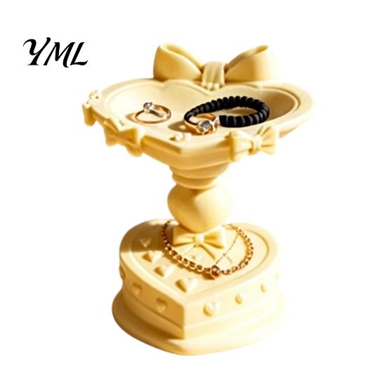 Creative Birthday Gift Heart Shape Jewelry Tray, with Bow Design, 3D Printed Desktop Storage Organizer, Trinket Dish Matte Finish Macaron Color
