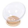 Space Capsule Cat Bed Clear Acrylic with Wood Turntable Catnip Ball Track Toy Elevated Cat Bed for Cats Sleeping Playing