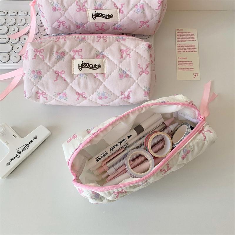 Simple Pencil Case Sweet Bows Pen Case Pencil Pouch Aesthetic Pencil Bag Pen Pouch Desk Organizers for Student