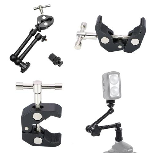 KRGNPLE Color: Black - 15-55mm Quantity: 4 Pieces Pipe Clamp Super Clamp Mini Clamp Pipe Clamp Camera Arm Python Clamp Pan Head Multi Clamp Adjustable