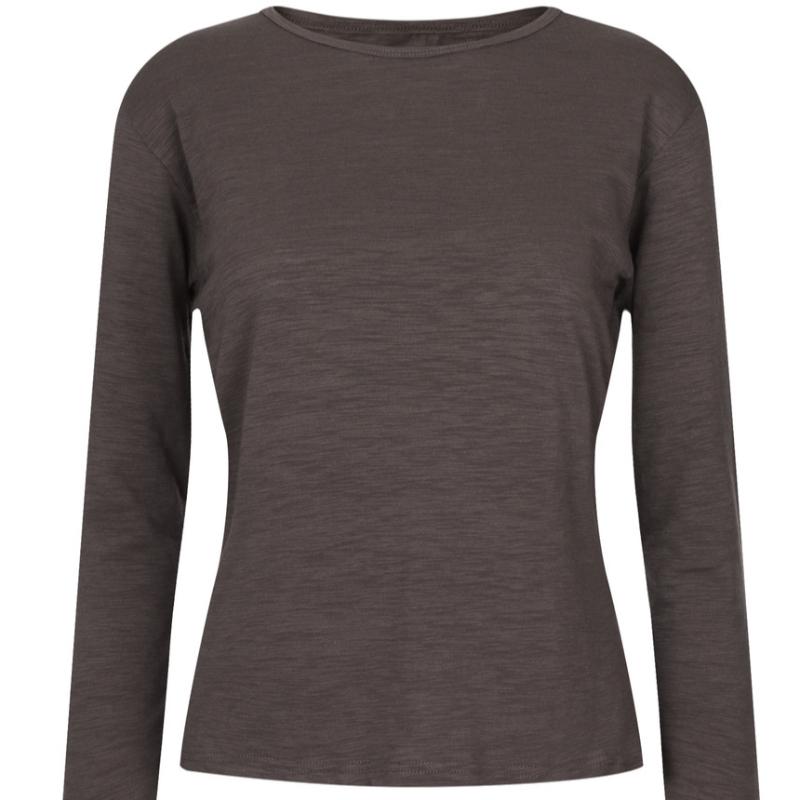 Shop Women S Korean MaDe MoDal Long Sleeve Tee SiDe Shirring Detail Charcoal D