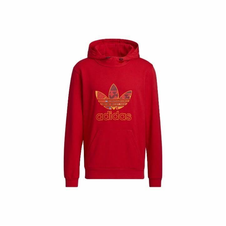 adidas Men s Pullover Hoodie with Colorful Letter Logo Print, Light Scarlet HD0318 S