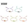 Beach Trip Photo Prop Jewelry Colorful Small Fish Handmade Braided Bracelet, Boho Cute Woven Cotton Rope String Adjustable Summer Wristband for Women