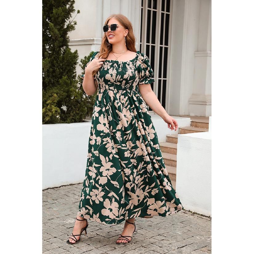 Buy Bohemian-style Floral Print Casual Holiday Dress In Plus Size: French  and Elegant Midi Dress, Perfect for a Relaxed and Stylish at affordable  prices  free shipping, real reviews with photos