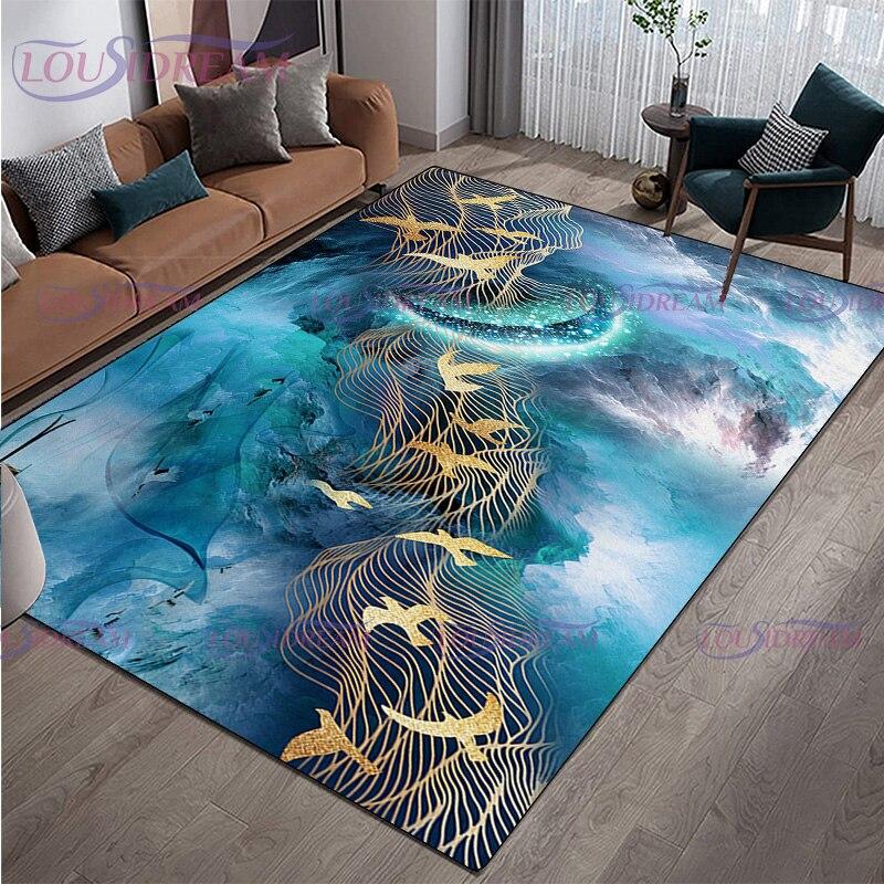 Moderner, luxuriöser farbiger Federteppich, Wohnzimmer-Teppich, rutschfeste Teppiche für Couchtisch, Flur, Eingangsbereich, Bodenmatte, Dekor