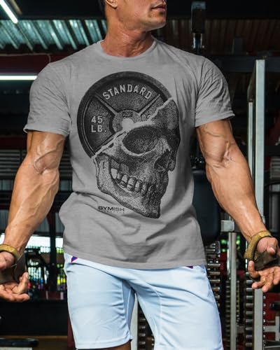 

Skull Pure Cotton TShirt Gym Casual Style Men Fitness Muscle Gray - Men s Summer Cotton Graphic Tee 5XL різнокольоровий