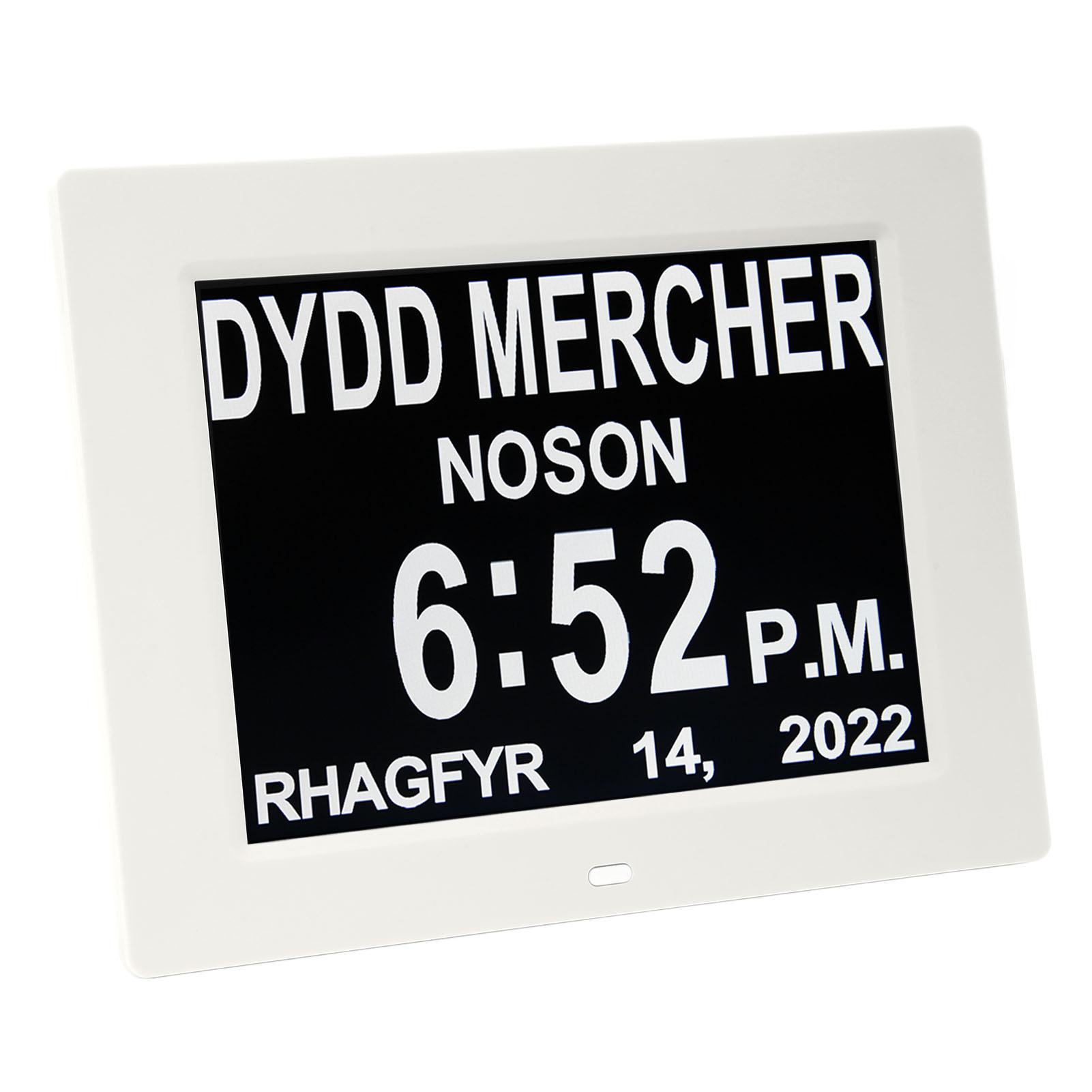 

Цифровой календарь 8 дюймов Автоматический затемняющийся будильник Загрузка фото и видео Часы для слабоумия для дома и семьи UK Plug