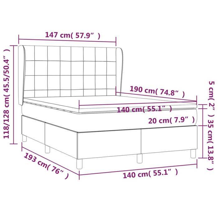 3129211 vidaXL Divan Bed and Mattress Dark Blue 140x190cm Velvet