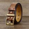 Men'S Genuine Leather Belt, Ultra-Thick Pure Copper Fc Sixth Generation Dust Belt, First Layer Cowhide Belt, Handmade Pin Buckle Men'S Belt