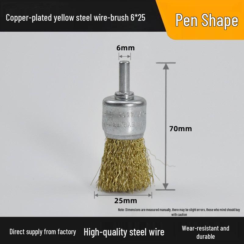 T-Shaped Electric Wire Brush with Handle for Rust Removal and Metal Cleaning - 6mm Handle