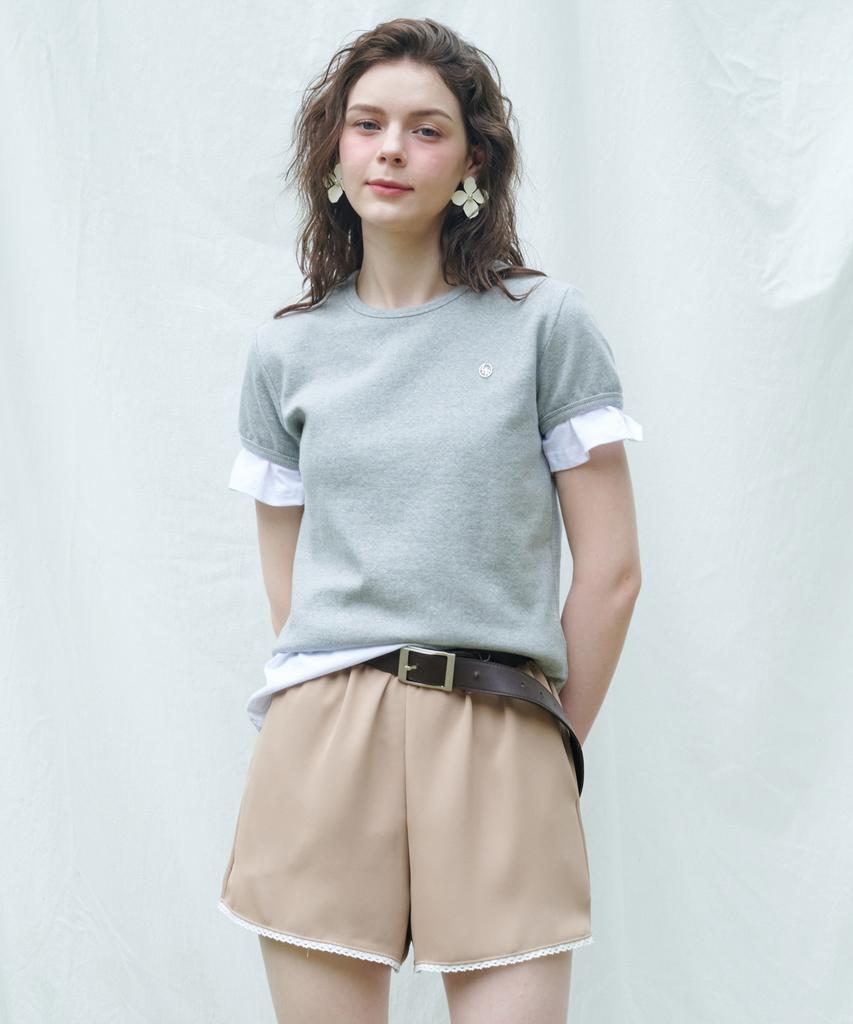 LOSSYROW Ribbed Short-Sleeved T-Shirt Gray