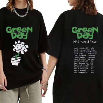 Best Famous Punk Band Green Day 1992 World Tour T Shirts Men Women Vintage Gothic Rock Tshirt Cotton Casual Oversized T-shirts