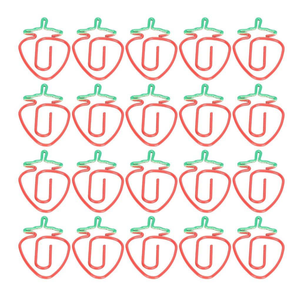

20Pcs 2‑Color Paper Clips Strawberry shaped Plastic-coated Metal 2‑Color Paper Clips 3*1.7cm Small Size Bookmarks Planner Clip