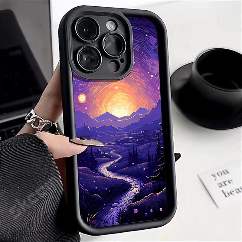 VanGogh Oil Painting Starry Sky Phone Case For iPhone 16 Pro Max 15 14 13 12 11 Pro Max XS X XR 7 8 Plus Shockproof Cover