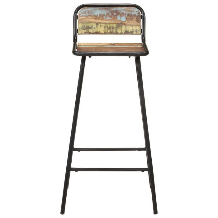 Chaises de bar - vidaXL - Lot de 4 - Bois de récupération - Acier enduit de poudre - 76 cm hauteur de siège