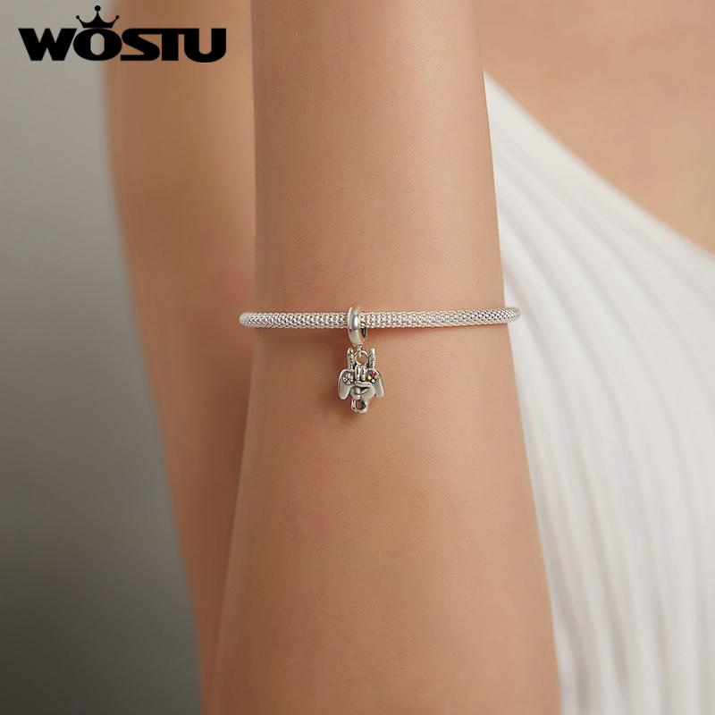 WOSTU Gesto de amor y consola de juegos cuenta colgante de plata de ley 925 para mujer joyería fina