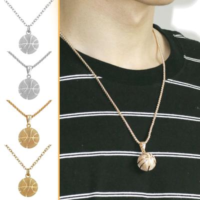 Basketball Pendant Men's European And American Stainless Steel Necklace Cross-border E-commerce Popular Jewelry Sports Pendant Jewelry