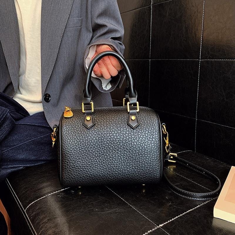 Bag women's new lychee pattern contrasting color pillow bag texture fashionable handbag shoulder messenger bag