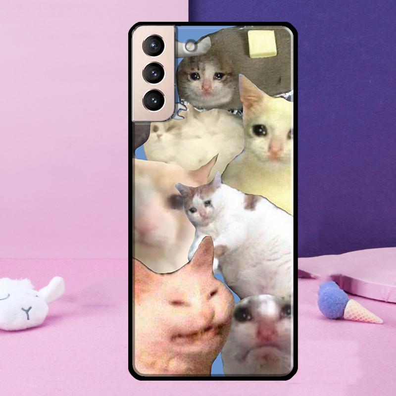 Crying Cat Memes And Dog Phone Case For Samsung Galaxy S25 Ultra S24 Ultra S9 S10 S20 S21 S22 Plus S23 S24 FE Cover