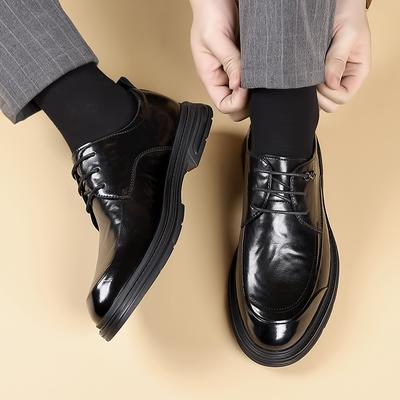 2024 Luxury Brand Mens Lace Up Thick Soled Shoes Black Leather Formal Shoes for Men Oxfords Male Wedding Business Quality Shoes