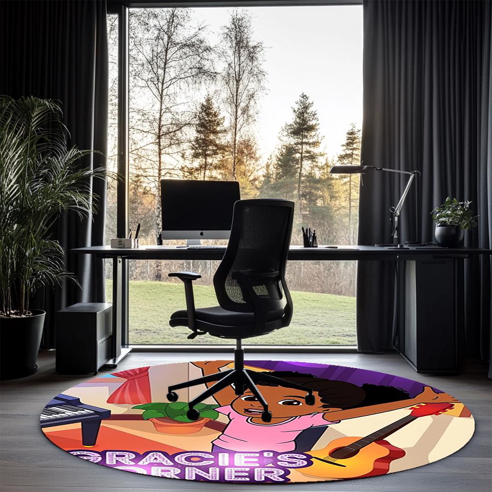 Gracie's Corner Printed Round Rug Carpet Chair Rug Area Rug Entryway Doormats,for Office Chair Living Room Bedroom Kitchen Room.