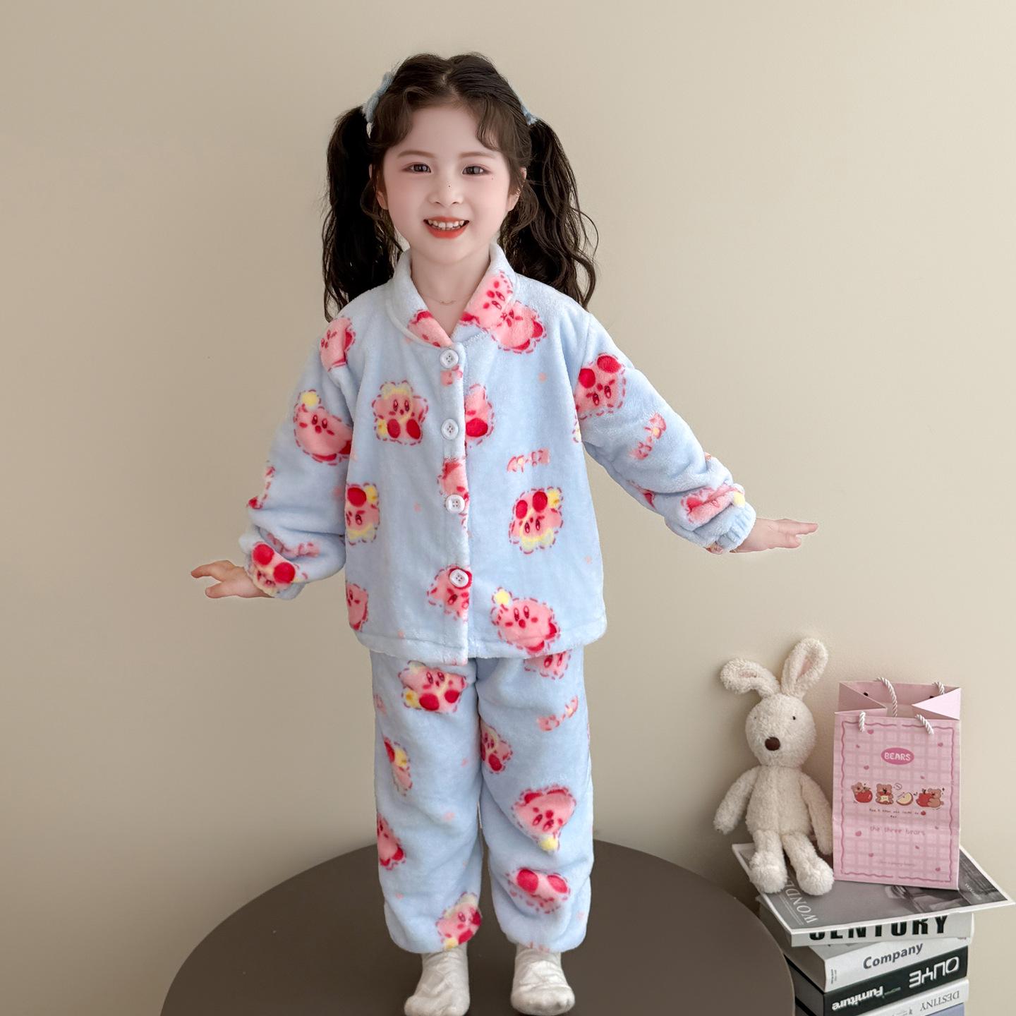

Мультяжный пижамный комплект для девочек Осень/Зима 2025 – Утепленная и милая домашняя одежда для маленьких девочек 130 cm