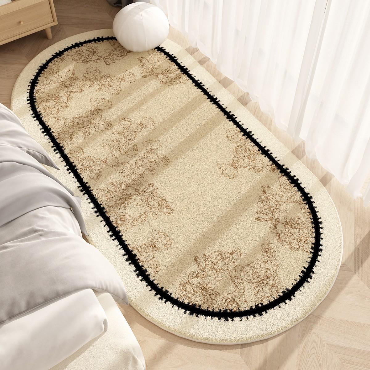

Luxury Retro Plush Bedroom Carpet Washable Lambswool Bedside Area Rug Soft Floor Mat For Bedside Decor 60 x 160CM