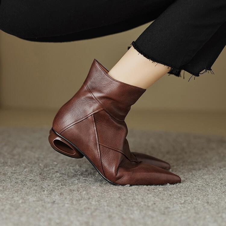 

Ретро-ботинки с острым носком, женские, на среднем толстом каблуке, короткие, темпераментные, универсальные, короткие, на осень и зиму, новые, французские модные ботинки 34 коричневый