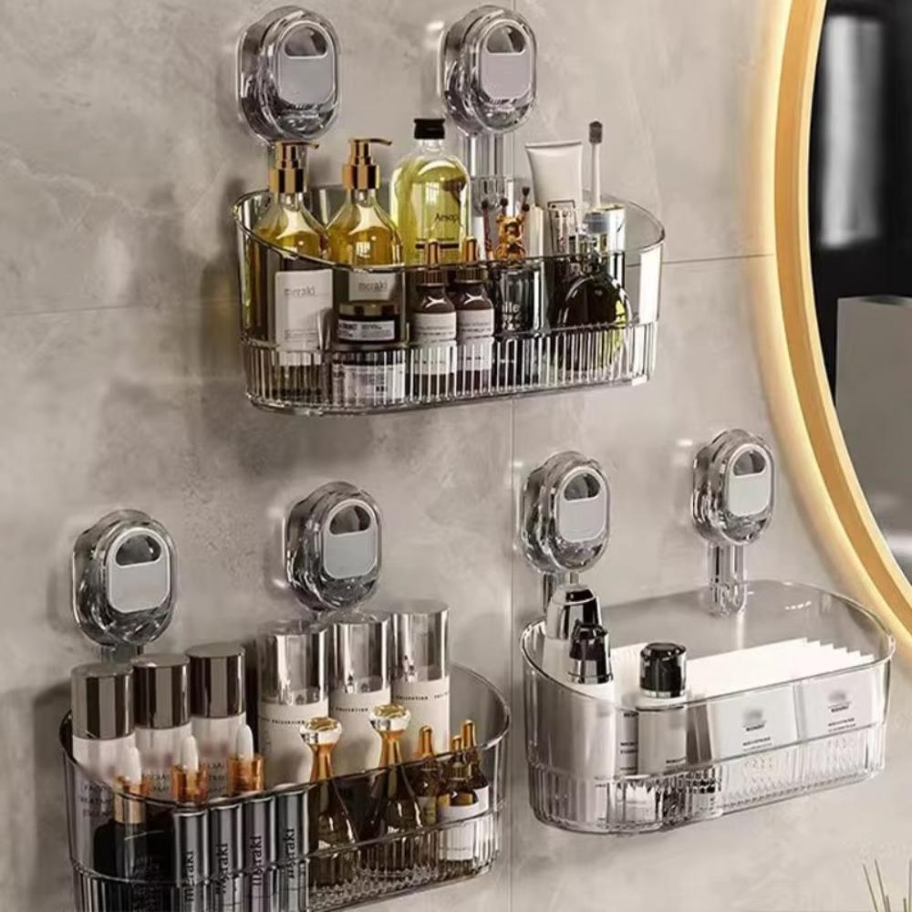 Transparent Suction Cup Shower Rack Wall Mounted Shower Rack for Kitchen Supplies