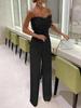 Stylish European & American Feather Strapless Jumpsuit