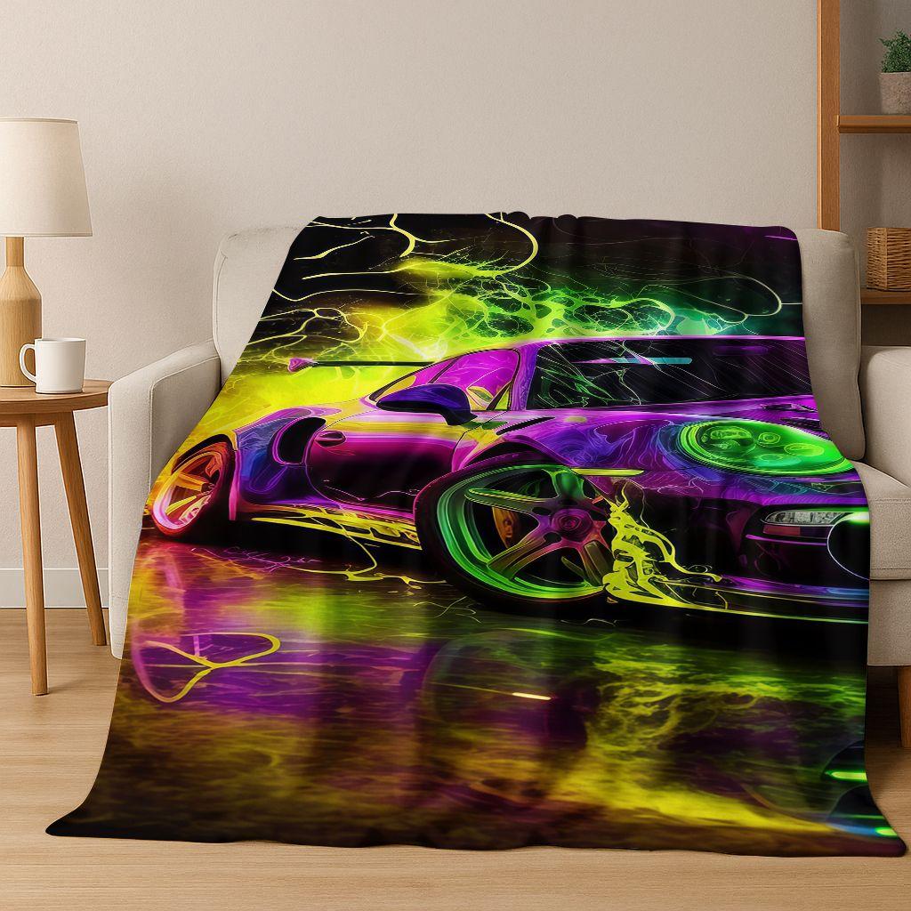 Future Concept Sports Car Racing Bike Art Flannel Blanket,Cozy Soft Throw Blanket for Home Bedroom Bed Sofa Picnic Cover Gift