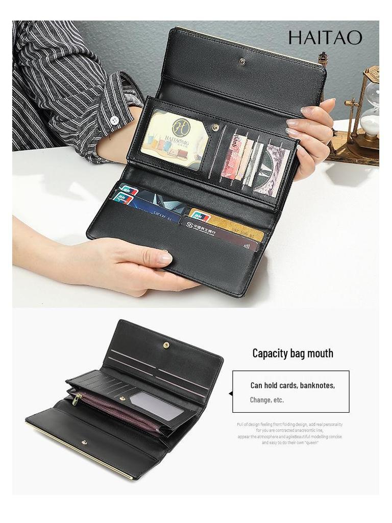 Women's Retro Tri-fold Leather Wallet - Large Capacity Clutch